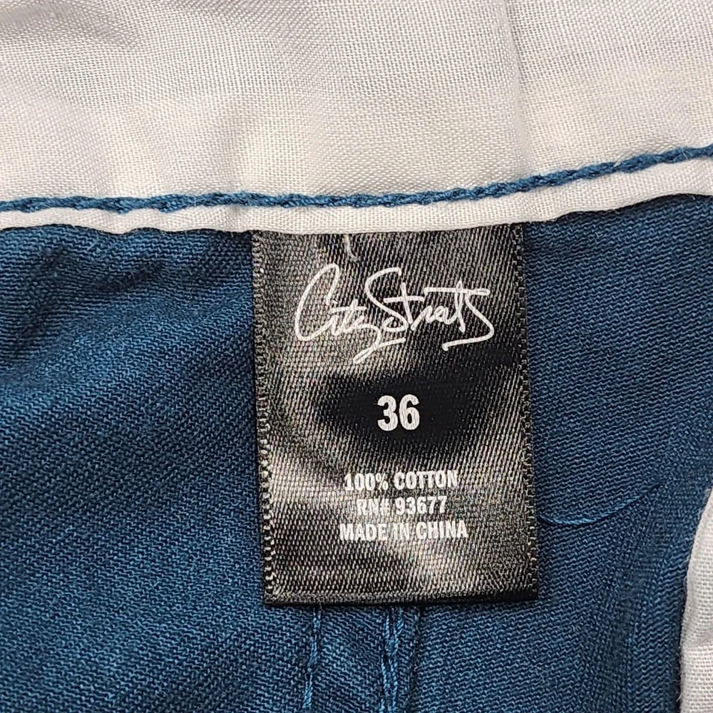 City Streets Shorts Mens 36 Blue Chino Flat Front Preppy Casual Summer Cotton
